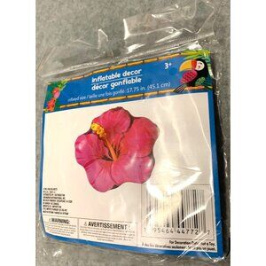 New Pink Inflatable Flower Hibiscus Inflated Size 17.75 in